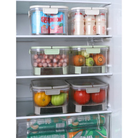 Cutie de Depozitare Portabila, Cyrax, cu Separator pentru Gheata si Scurgere, Mentine Rece, Caserola Pranz, 25x16.5x11.5 cm, Crem/Transparent