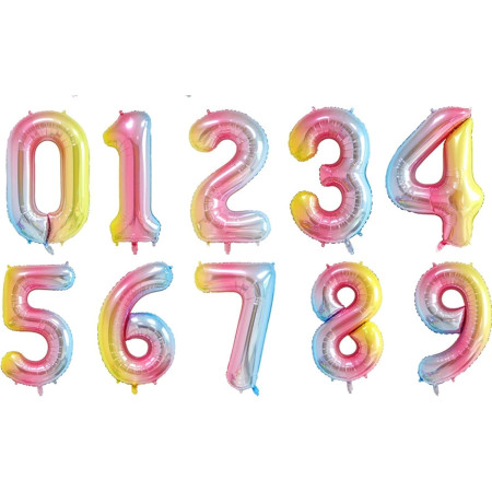 Balon din Folie Metalizata Gradient Cyrax, Figurina Cifra, Tema Aniversare 100 cm, Ambalaj Individual, Pai inclus, Umflare cu Aer sau Heliu, Multicolor, Cifra 9