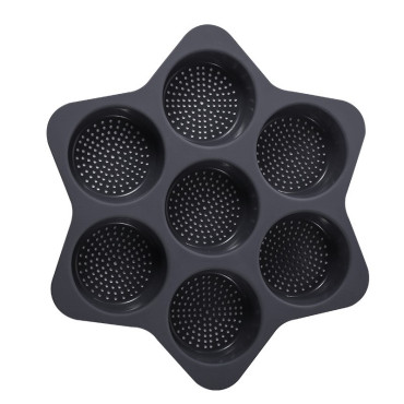 Forme de Silicon pentru Copt, Cyrax, 7 Forme Rotiunde, pentru Burgeri si Prajituri, 38.5 x 4 cm, Negru