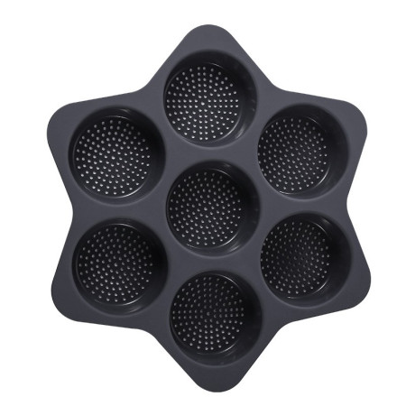 Forme de Silicon pentru Copt, Cyrax, 7 Forme Rotiunde, pentru Burgeri si Prajituri, 38.5 x 4 cm, Negru