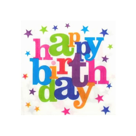 Set 10 Servetele de Masa, Cyrax, Colectia Happy Birthday, 32 x 32 cm, din Hartie, Multicolor