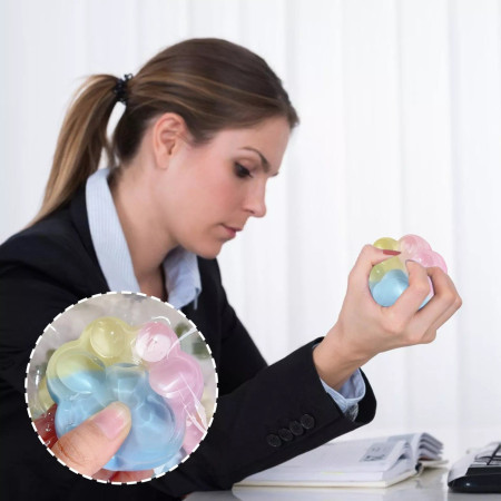 Jucarie Antistres Squishy, Cyrax, cu Revenire Lenta, Squeeze Pinch Family, Model Cat Paw, 6.5 x 6 cm, din Tpr, 4-6 Ani, Model Curcubeu, Multicolor cu Insertii