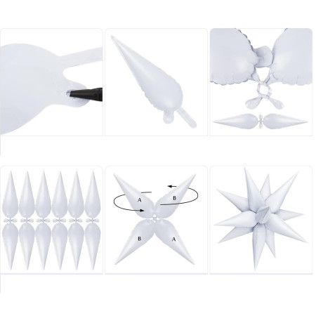 Balon din Folie Metalizata, Cyrax, Figurina Stea 3D, 66 cm, Ambalaj Individual, Pai inclus, Umflare cu Aer sau Heliu, Albastru