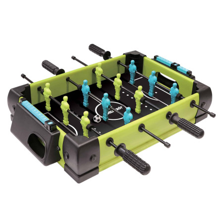 Masa de fotbal cu teren si 12 jucatori Cyrax, 4 manere, cu Tablou Scor, din Metal si ABS, 36.5 x 35.5 x 8 cm, Design Multicolor, pentru copii/adulti, verde