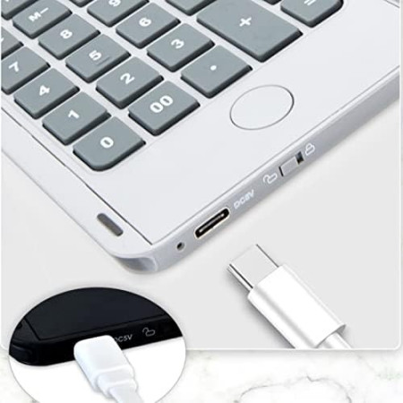 Calculator de Mana Reincarcabil cu Tabla de Scris,  Calculator Portabil, Ecran LCD, Afisaj cu 12 Cifre, Ecran de 15 cm, Culoare Alb