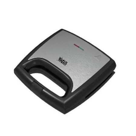 Sandwich Maker Cyrax, 24 x 23.5 cm, cu forme de triunghi si patrat, Cablu 80 cm, Material Interior Antiaderent, Inoxidabil, Maner Izolat Termic, 750W, 220 V, gri