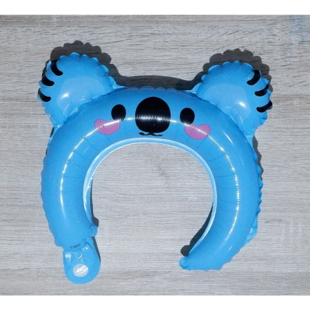 Balon din Folie Metalizata, Cyrax, Tip Coronita cu Urechi, Model Koala, Ambalaj Individual, Pai Inclus, Umflare cu Aer sau Heliu, 26.5 x 28 cm, Albastru