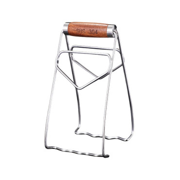 Clema pentru Boluri, Cyrax, Anti-Alunecare, din Otel Inoxidabil, Extindere, pentru Oale, Tigai, de Uz Casnic, Rezistent la Temperaturi Inalte, 19.5x9.8x8 cm, Maner Maro, Gri