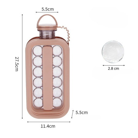 Forma pentru Gheata 2 in 1 Portabila, Cyrax, sub Forma de Sticla, Sfere, Diametru 3 cm, Multifunctional, 17 Bilute, 27.5 x 11.4 x 5.5 cm, Culoare Roz Pal