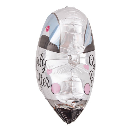 Balon din Folie Metalizata, Cyrax, Figurina Masina, Model Nunta Happily Ever After, Tema Nunta, 60 x 63 cm, Ambalaj Individual, Pai Inclus, Umflare cu Aer sau Heliu, Alb