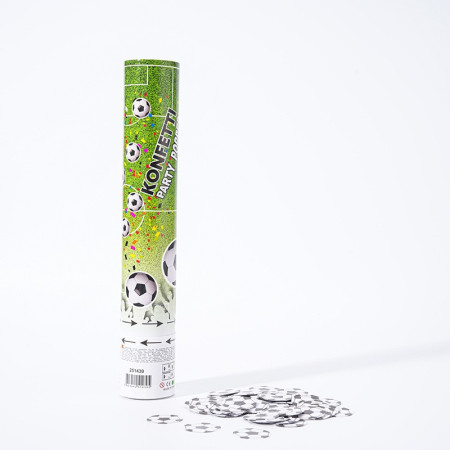 Tun Confetti, Cyrax, Model Mingi de Fotbal, 40 cm, Ambalaj din Carton, Eliberare prin Rasucire, Alb Negru