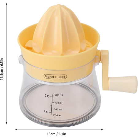 Storcator de Citrice Manual, Cyrax, Rezistente, Usor de Folosit si Depozitat, Durabil, Calitativ, 16.5x13cm, Transparent/ Galben