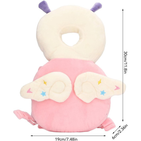Perna tip Rucsac pentru Protectia Capului,  Tetiera tip Insecta, pentru Bebelusi, 33x6x19 cm, 180 g, Roz