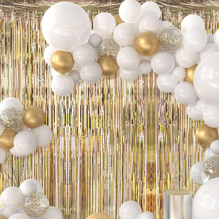 Perdea Franjurata, Cyrax, Model Decor Petrecere, pentru Fundal de Poze, Amenajare Colorata a Petrecerii, Dimensiune 100x200 cm, Gold Sampanie