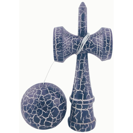 Kendama X Originala, Profesionala, Cyrax, Kendama Cracked, din Lemn – 18 cm, Crack Albastru inchis/Gri