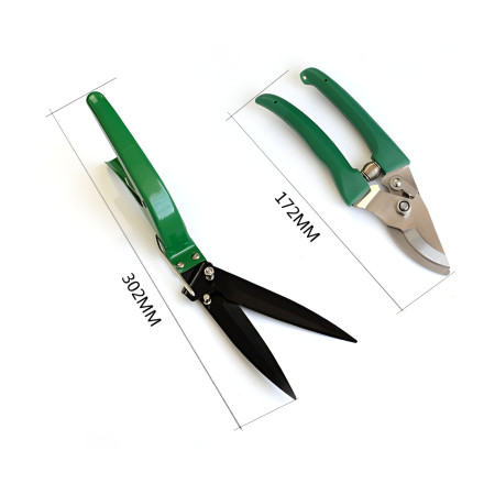 Set 12 Unelte de Gradina,  pentru Plantare Prelucrare Sol si Ingrijire Plante, Material PVC si Otel, Cutie Inclusa, 38 x 29 cm, Verde Deschis