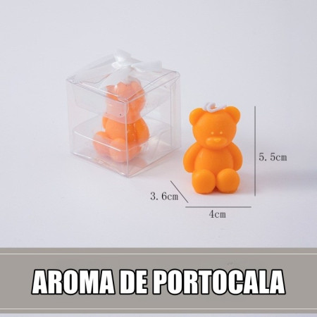 Lumanare Parfumata,  Model Ursulet, Portocaliu, Aroma de Portocala, 5.5x3.6x4 cm