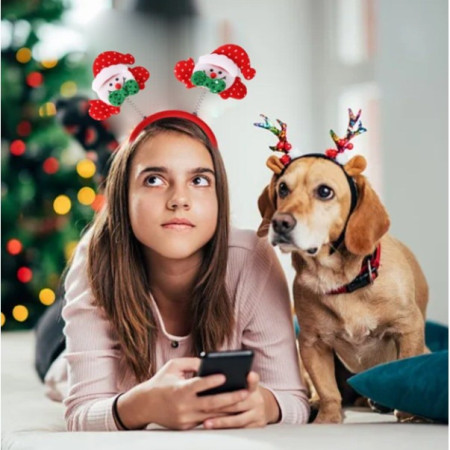 Coronita Decorativa, Cyrax, Tema Craciun, 12 x 25 cm, Model Om de Zapada, Marime Universala, Rosu/Alb