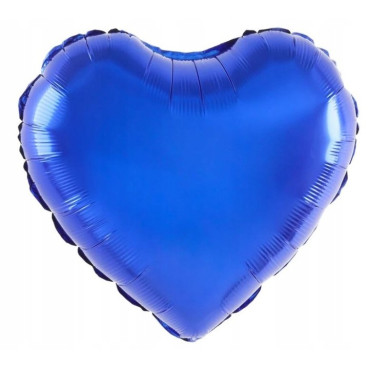 Balon din Folie Metalizata, Cyrax, Figurina Inimioara, Model Simplu, Tematica Iubire, 40 cm, Ambalaj Individual, Pai Inclus, Umflare cu Aer sau Heliu, Albastru