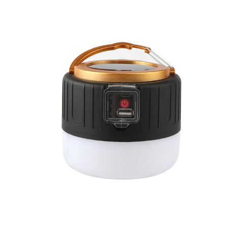 Lampa Portabila,  Incarcare Solara + USB, Afisaj Inteligent al Bateriei, Raza de Actiune 32 mp, 6x9x11 cm, 3 Moduri, Negru