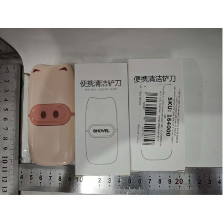 Mini Racleta de Curatare,  pentru Etichete, Adezivi, din ABS+ Metal, 2 Lame Incluse, Roz