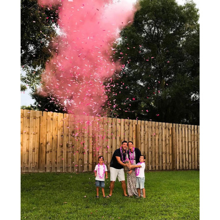 Spray Gender Reveal, Cyrax, 260 ml, din Amidon de Porumb, Dezvaluire Gen Bebelusi, Roz