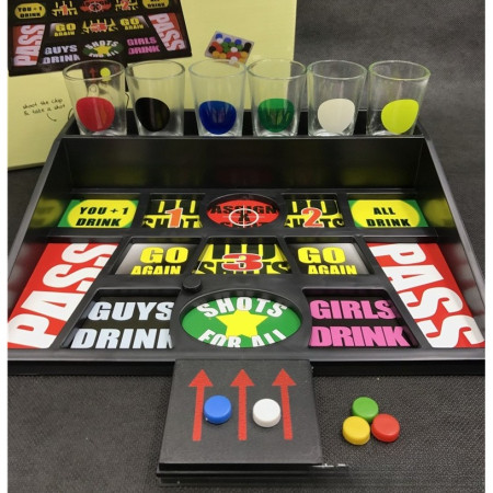 Joc de baut cu banuti Cyrax, Pahare de Shot din Sticla Incluse, distractiv si interactiv, 23x28 cm, multicolor