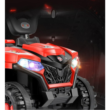 Masinuta Electrica Cyrax, pe 4 Roti, Tip ATV, cu Acumulator, Sistem Anti-Rasturnare, Sistem de Lumini si Sunet, 2-5 Ani, 70 x 43 x 48 cm, Rosu