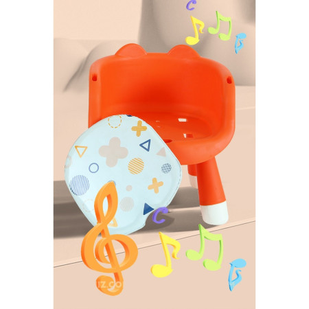 Scaun de Masa pentru Copii, Cyrax, 2 in 1, Tavita Detasabila, Spatar Ergonomic, +6 Luni, Inaltime 36 cm, Portocaliu