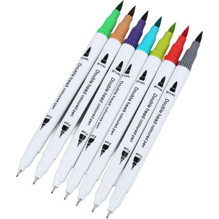 Set Carioci pe Baza de Apa, Cyrax, 2 in 1, pentru Pictura, Caligrafie, 120 Culori, Penar Negru, Corp Carioca Alb, 27.5 x 19.5 x 8 cm, Multicolor