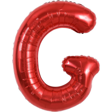 Balon Folie Metalizata Litera G, Cyrax, 40 cm, Umflati cu Heliu sau Aer, Ambalaj Individual, Pai inclus, Rosu