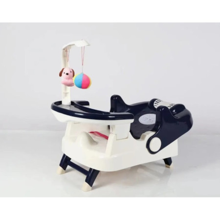 Scaun pentru Copii 2 in 1, Cyrax, pentru Servit Masa si pentru Baie, Multifunctional, Pliabil, Portabil, din Plastic, Spatar Reglabil, 58 x 39 cm, Albastru