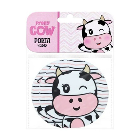 Suport pentru Pahar, Cyrax, Model Vacuta, din PVC, 10 cm, Rezistent la Caldura, Alb/Negru