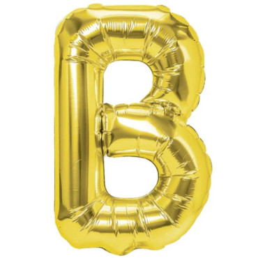 Balon Folie Metalizata Litera B, Cyrax, 40 cm, Umflati cu Heliu sau Aer, Ambalaj Individual, Pai inclus, Auriu