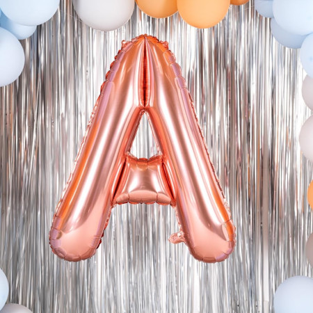 Balon Folie Metalizata Litera A, Cyrax, 100 cm, Umflati cu Heliu sau Aer, Ambalaj Individual, Pai inclus, Rose Gold