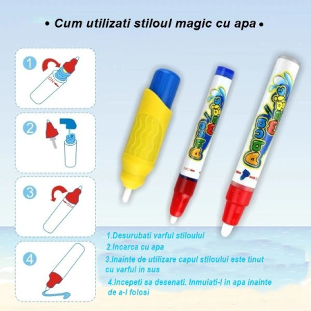 Cyrax Jucarie educativa de colorat cu apa, covorasul magic, 100x70 cm