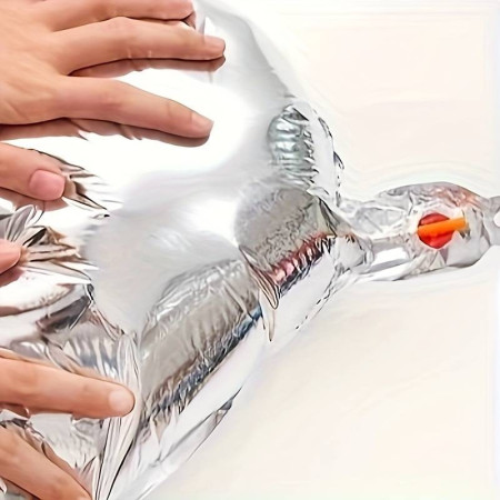 Set 25 de Baloane din Folie Metalizata si Latex, Cyrax, Figurine 2 Stele, 4 Baloane Confetti, 13 Litere, 6 Latex, Model Happy Birthday, Tema Aniversare, 40 cm, Ambalaj Individual, Pai Inclus, Umflare cu Aer sau Heliu, Argintiu