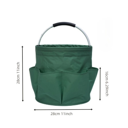 Geanta Cos pentru Scule de 17L,  Buzunare Exterioare, Cos de Picnic Portabil, Cos pentru Plaja, Cos pentru Curatenie, din Material Oxford 600 D, 28 x 28 x 28 cm, Verde
