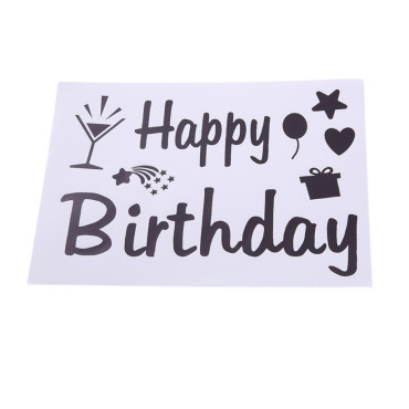 Sticker Autocolant pentru Baloane, Cyrax, Tematica Aniversare, Model Happy Birthday, 29x21 cm, Negru