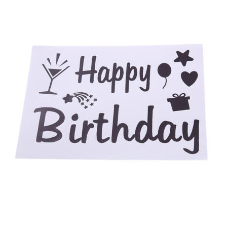 Sticker Autocolant pentru Baloane, Cyrax, Tematica Aniversare, Model Happy Birthday, 29x21 cm, Negru