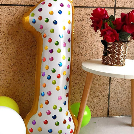 Balon din Folie Metalizata Cyrax, Figurina Cifra, Model Candy, Tema Aniversare 100 cm, Ambalaj Individual, Pai inclus, Umflare cu Aer sau Heliu, Multicolor, Cifra 1