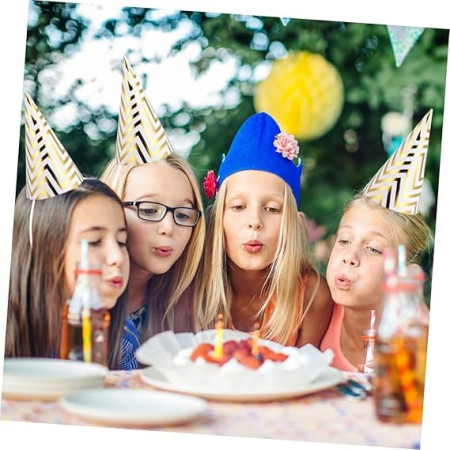 Set 6 Coifuri, Cyrax, Petrecere Copii, din Carton, 20 x 13.5 cm, Model 7 Valuri, Auriu