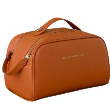 Geanta cosmetice pentru femei Cyrax, material poliuretan, 25 x 14.5 x 14.5 cm, Impermeabila, Maro