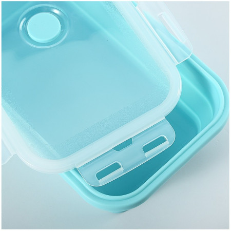 Set 3 caserole pliabile Cyrax, din silicon, rezistenta la temperaturi ridicate, usor de depozitat si curatat, 350/500/800 ml, utilizare in cuptorul cu microunde, albastra