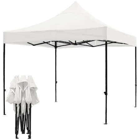 Cort pliabil pentru Evenimente, cadru metalic pentru curte si gradina, 2x2 m, Alb, Flippy