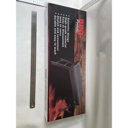 Gratar Portabil, Cyrax, Confectionat din Metal, pentru Picnic, Gradina, Terasa, Camping, Dimensiuni Reduse, 60x22x23 cm, Negru