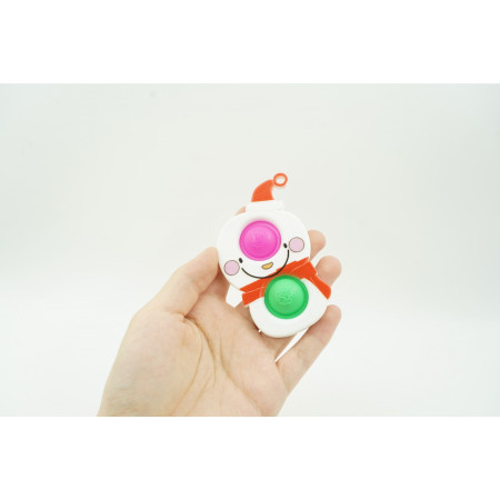 Cyrax Jucarie senzoriala antistres, Simple Dimple, Breloc cu 2 bulinute, Om de zapada, Multicolor