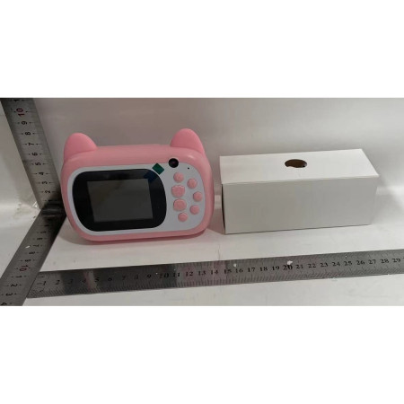 Camera Instantanee pentru Copii, Cyrax, Camera Frontala + Selfie, cu Functie de Printare, Cablu USB-C, Bluetooth, Compatibil iOS/Android, Imprimare APP, Model Pisica Smiley Face, Roz