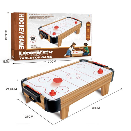 Masa Air Hockey Graffiti cu Picioare Scurte, Cyrax, Lemn, 2 Pucuri, Tabela Scor, 2 Impingatoare, 76x38x21.5 cm, Maro