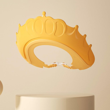 Cyrax Viziera de Protectie Baie Pentru Copii, Fippy, Model Coronita, Dimensiune ajustabila, Durabil, Usor de curatat, Impotriva Samponului, pentru Ochi si Urechi, TPE+PP, 24x22 cm, Galben